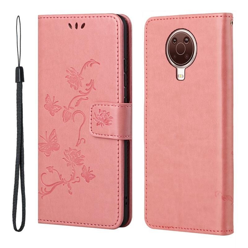 Flower PU kožené peněženkové pouzdro na mobil Nokia G10/G20 - růžové