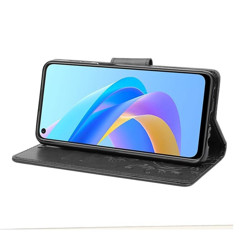 Flower PU kožené peněženkové pouzdro na mobil Realme 9i - černé