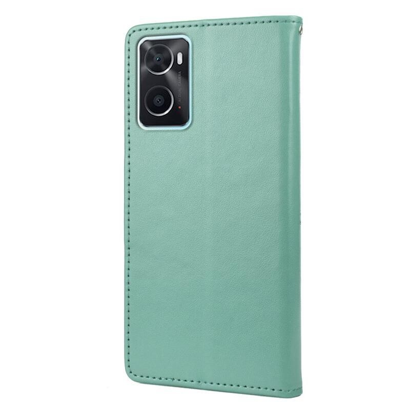 Flower PU kožené peněženkové pouzdro na mobil Realme 9i - zelené