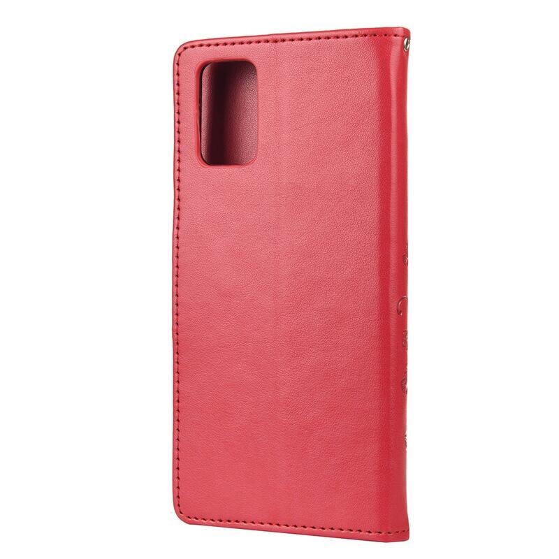 Flower PU kožené peněženkové pouzdro na mobil Samsung Galaxy A03s (166.6 x 75.9 x 9.1mm) - červené