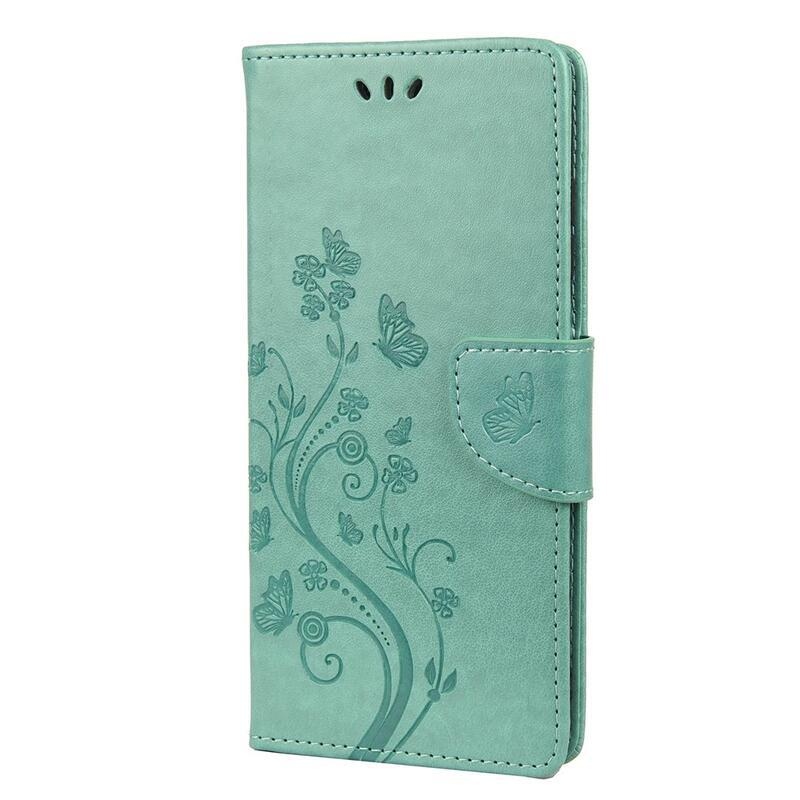 Flower PU kožené peněženkové pouzdro na mobil Samsung Galaxy A03s (166.6 x 75.9 x 9.1mm) - zelené