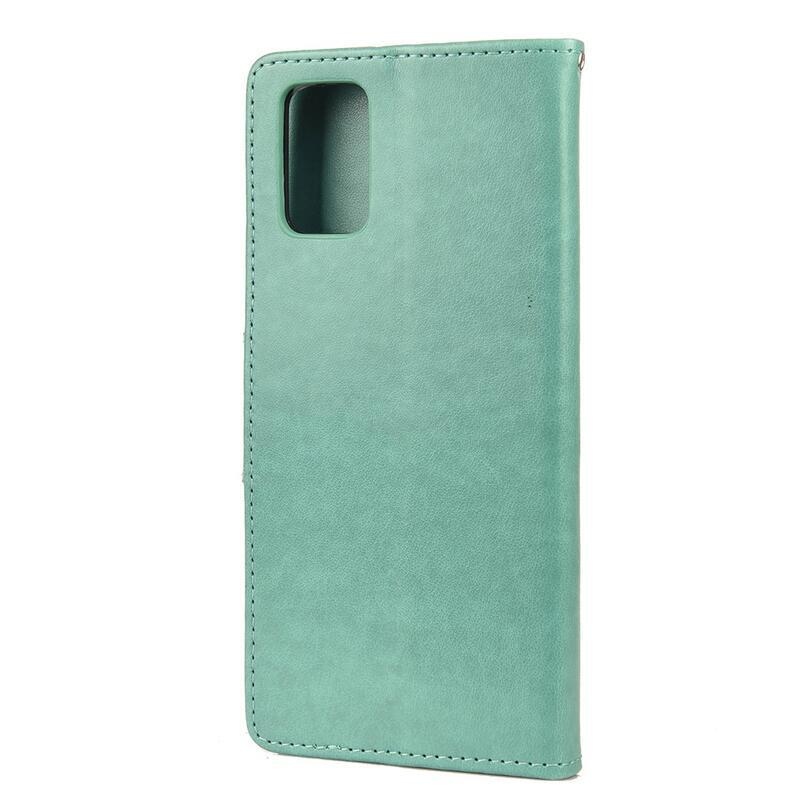 Flower PU kožené peněženkové pouzdro na mobil Samsung Galaxy A03s (166.6 x 75.9 x 9.1mm) - zelené