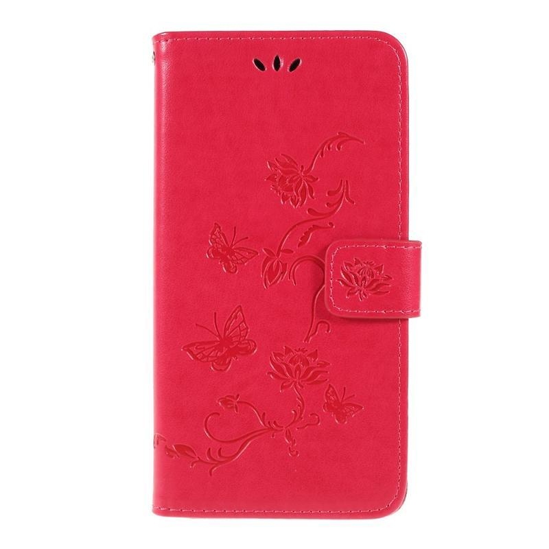 Flower PU kožené peněženkové pouzdro na mobil Samsung Galaxy A10 - rose