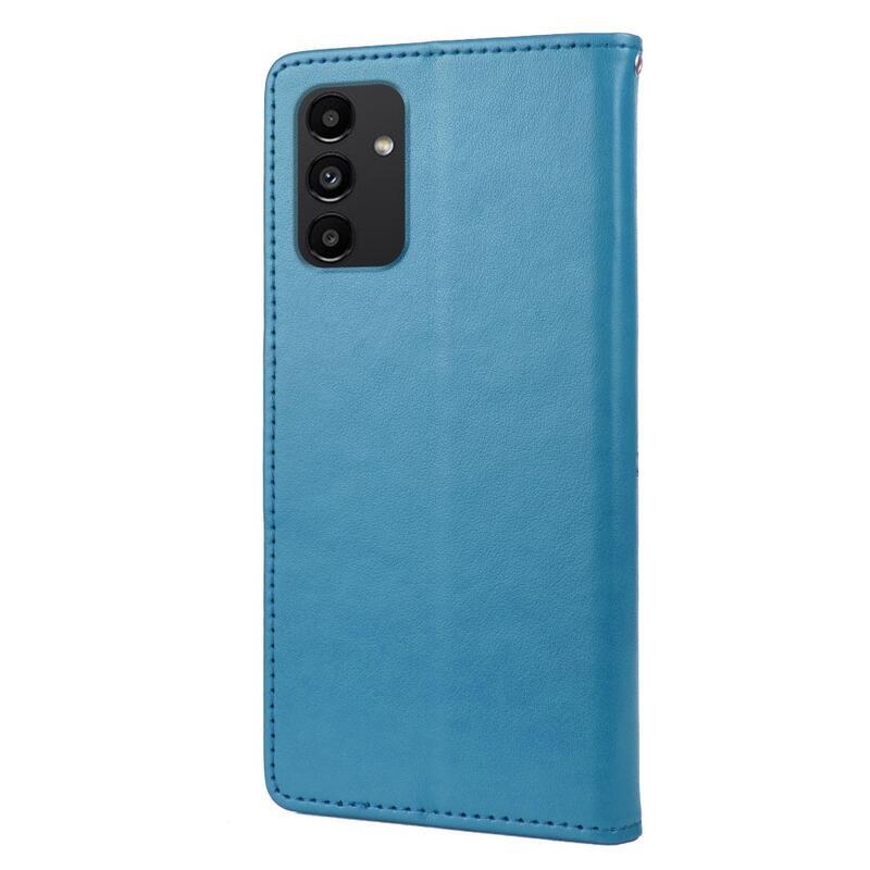 Flower PU kožené peněženkové pouzdro na mobil Samsung Galaxy A13 4G - modré