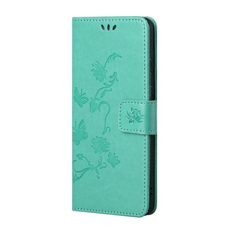 Flower PU kožené peněženkové pouzdro na mobil Samsung Galaxy A13 5G/Galaxy A04s (164.7 x 76.7 x 9.1 mm) - azurové