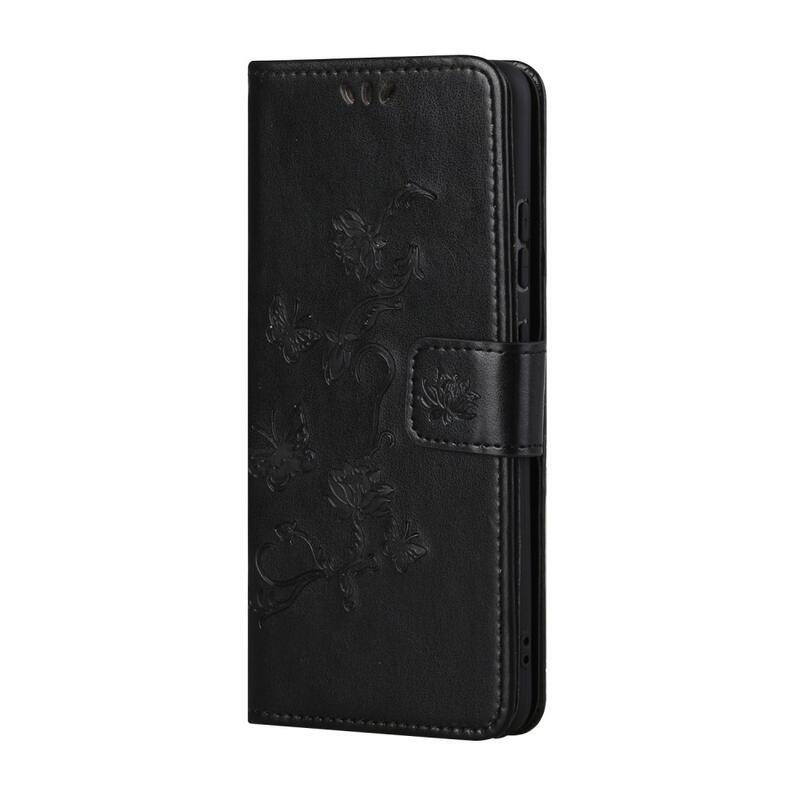 Flower PU kožené peněženkové pouzdro na mobil Samsung Galaxy A13 5G/Galaxy A04s (164.7 x 76.7 x 9.1 mm) - černé