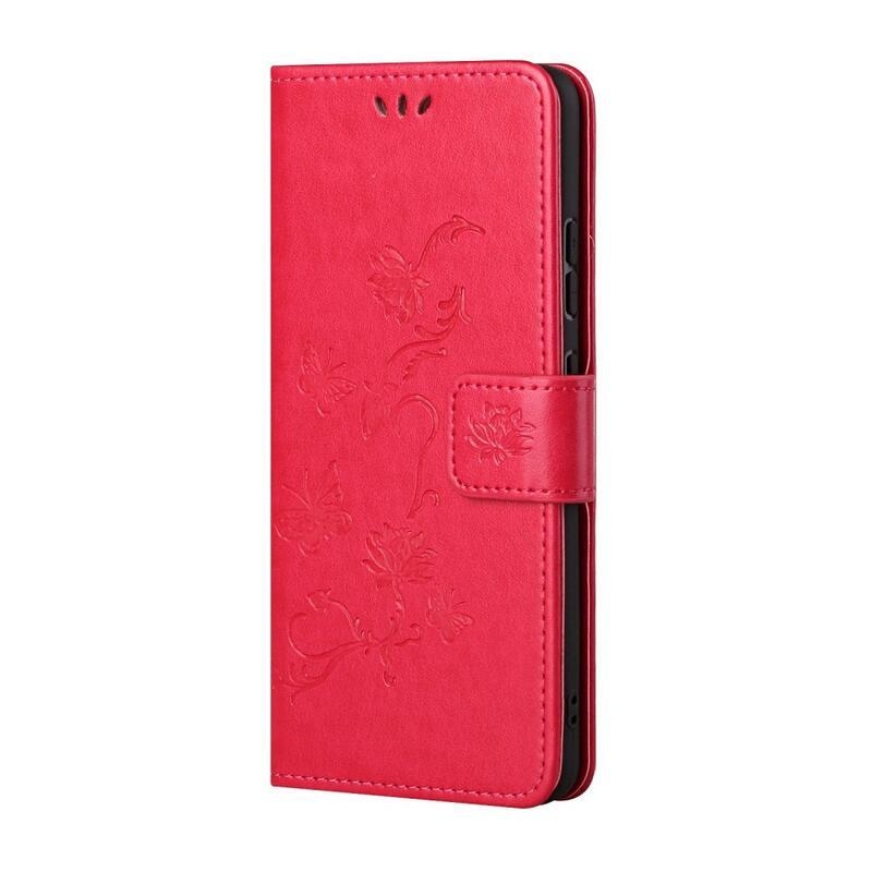 Flower PU kožené peněženkové pouzdro na mobil Samsung Galaxy A13 5G/Galaxy A04s (164.7 x 76.7 x 9.1 mm) - červené