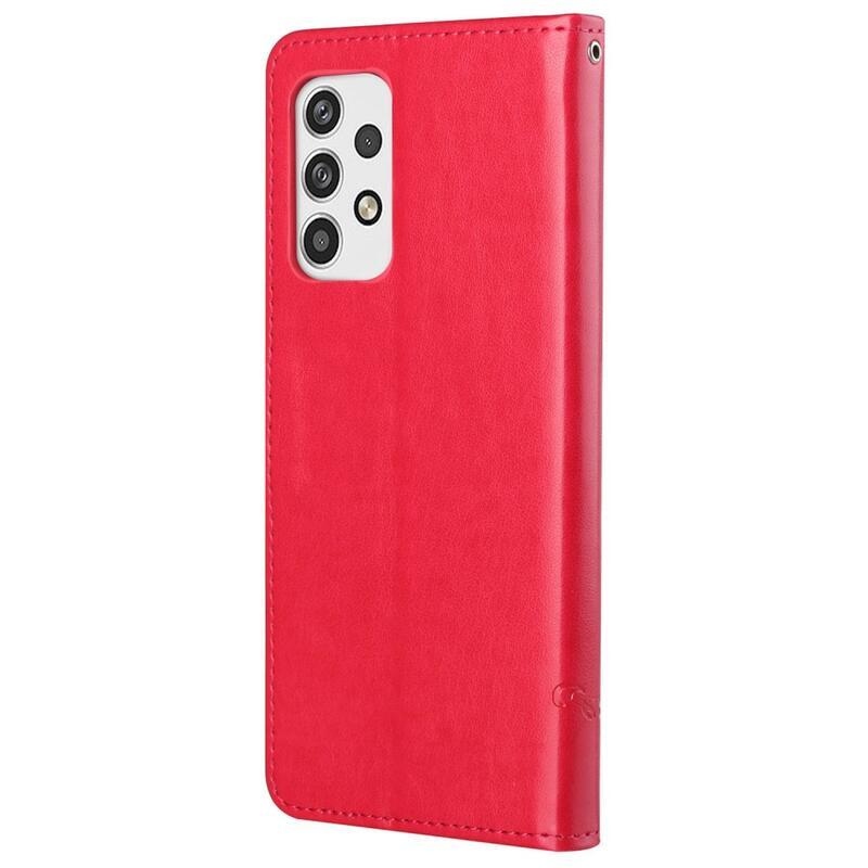 Flower PU kožené peněženkové pouzdro na mobil Samsung Galaxy A23 4G/5G - červené