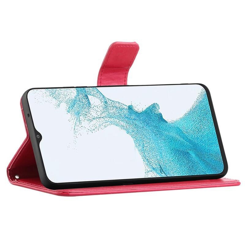 Flower PU kožené peněženkové pouzdro na mobil Samsung Galaxy A23 4G/5G - červené