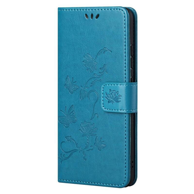 Flower PU kožené peněženkové pouzdro na mobil Samsung Galaxy A23 4G/5G - modré