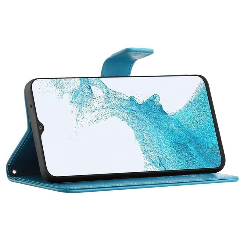 Flower PU kožené peněženkové pouzdro na mobil Samsung Galaxy A23 4G/5G - modré
