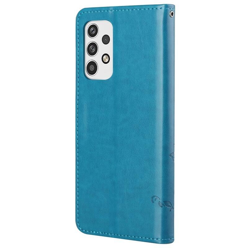 Flower PU kožené peněženkové pouzdro na mobil Samsung Galaxy A23 4G/5G - modré