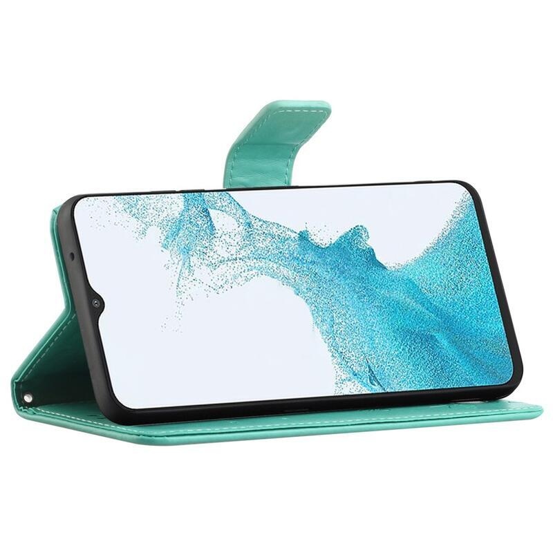 Flower PU kožené peněženkové pouzdro na mobil Samsung Galaxy A23 4G/5G - zelené
