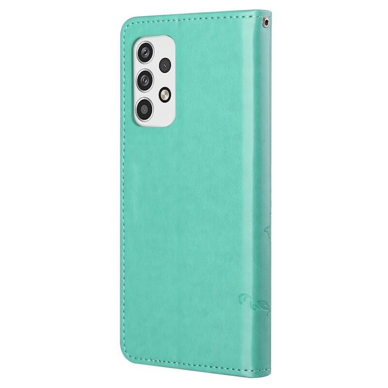 Flower PU kožené peněženkové pouzdro na mobil Samsung Galaxy A23 4G/5G - zelené