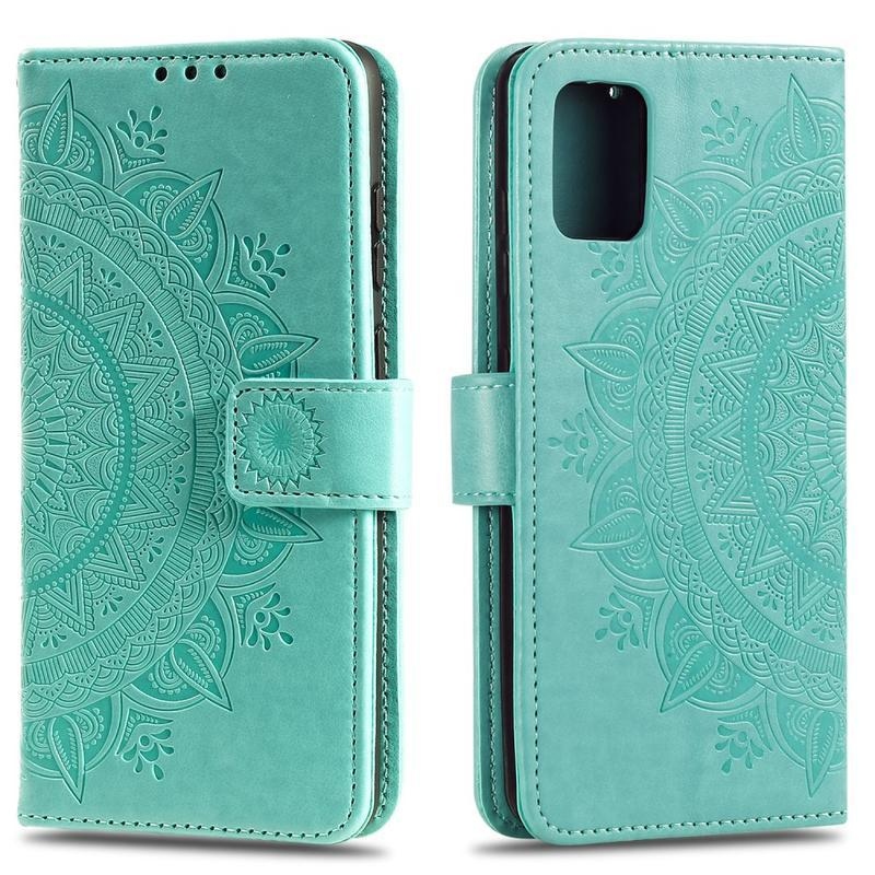 Flower PU kožené peněženkové pouzdro na mobil Samsung Galaxy A31 - zelené
