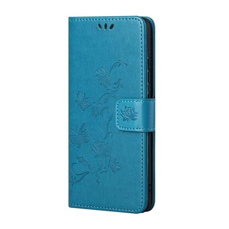 Flower PU kožené peněženkové pouzdro na mobil Samsung Galaxy A32 4G - modré
