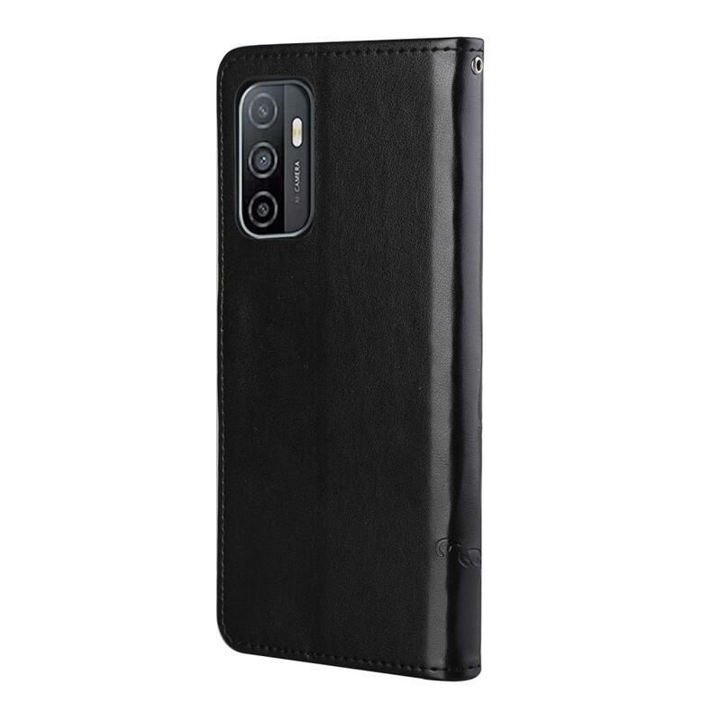 Flower PU kožené peněženkové pouzdro na mobil Samsung Galaxy A33 5G - černé