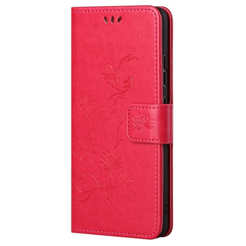 Flower PU kožené peněženkové pouzdro na mobil Samsung Galaxy A33 5G - červené