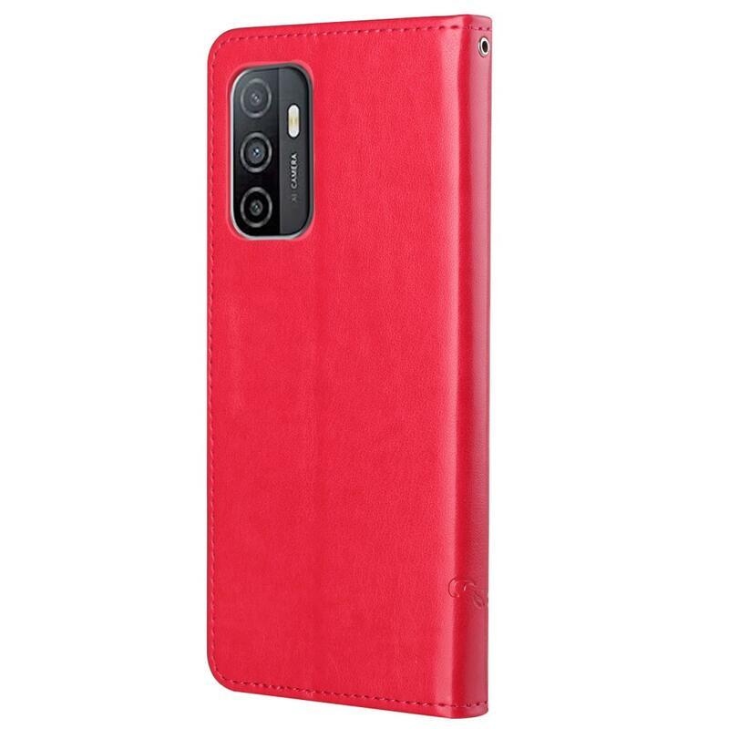 Flower PU kožené peněženkové pouzdro na mobil Samsung Galaxy A33 5G - červené