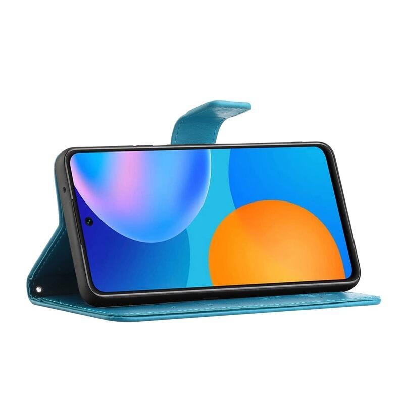 Flower PU kožené peněženkové pouzdro na mobil Samsung Galaxy A33 5G - modré