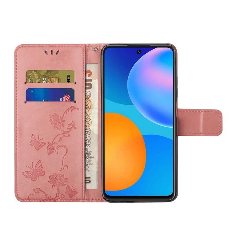 Flower PU kožené peněženkové pouzdro na mobil Samsung Galaxy A33 5G - růžové