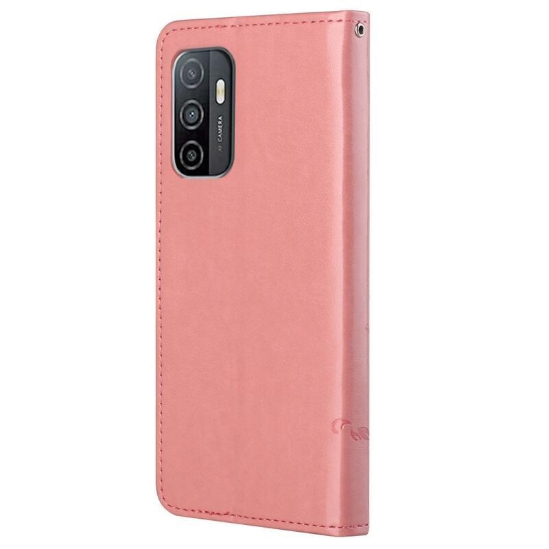 Flower PU kožené peněženkové pouzdro na mobil Samsung Galaxy A33 5G - růžové