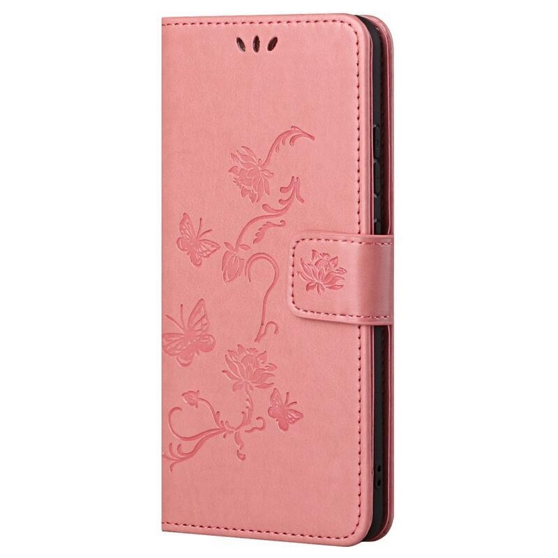 Flower PU kožené peněženkové pouzdro na mobil Samsung Galaxy A33 5G - růžové