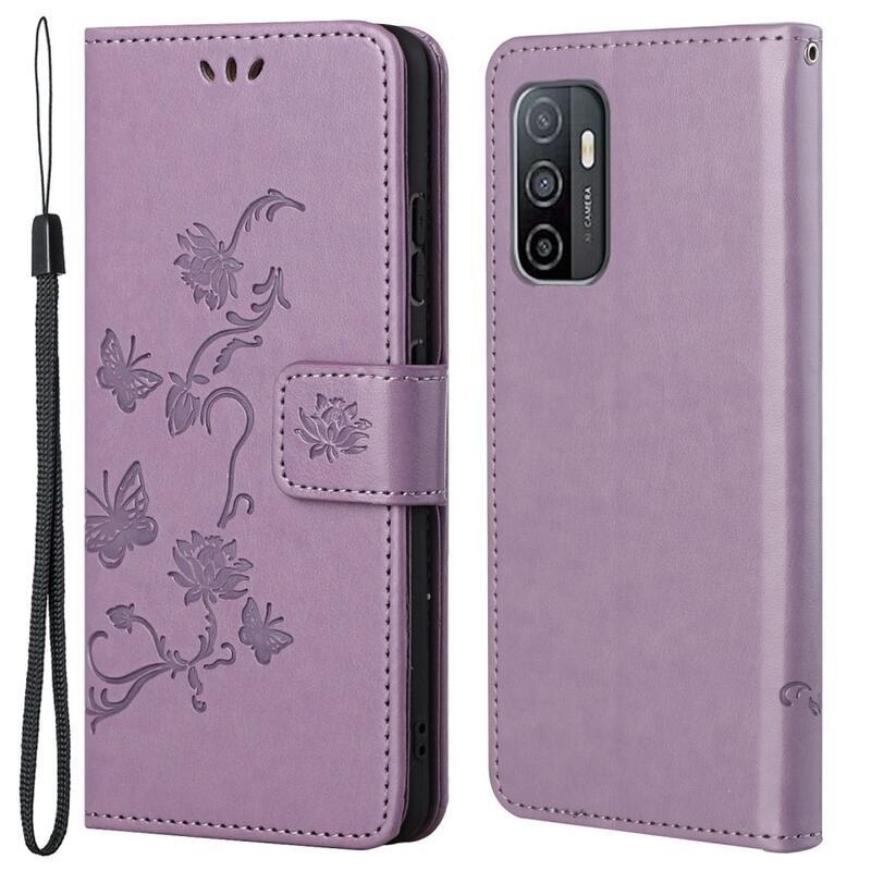 Flower PU kožené peněženkové pouzdro na mobil Samsung Galaxy A33 5G - světlefialové