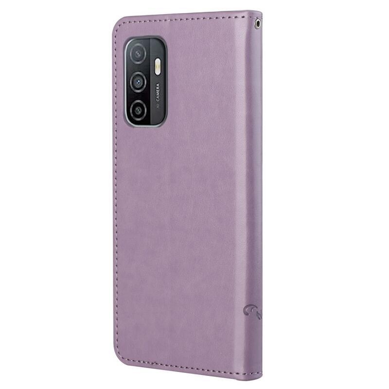 Flower PU kožené peněženkové pouzdro na mobil Samsung Galaxy A33 5G - světlefialové