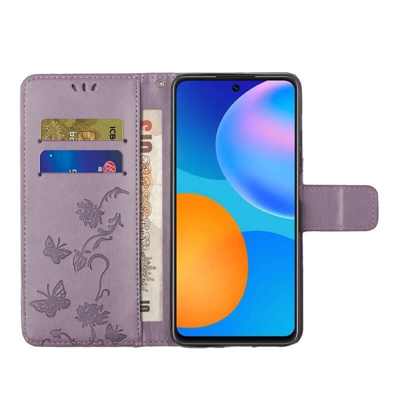Flower PU kožené peněženkové pouzdro na mobil Samsung Galaxy A33 5G - světlefialové