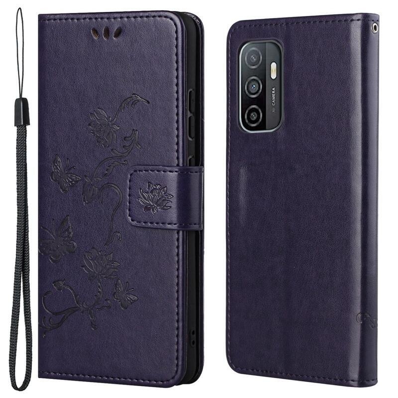Flower PU kožené peněženkové pouzdro na mobil Samsung Galaxy A33 5G - tmavěfialové