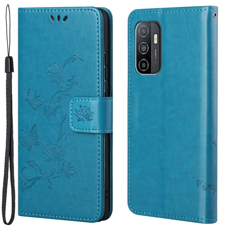 Flower PU kožené peněženkové pouzdro na mobil Samsung Galaxy A53 5G - modré