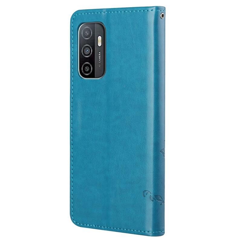 Flower PU kožené peněženkové pouzdro na mobil Samsung Galaxy A53 5G - modré