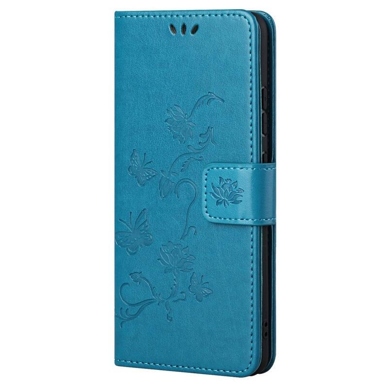 Flower PU kožené peněženkové pouzdro na mobil Samsung Galaxy A53 5G - modré