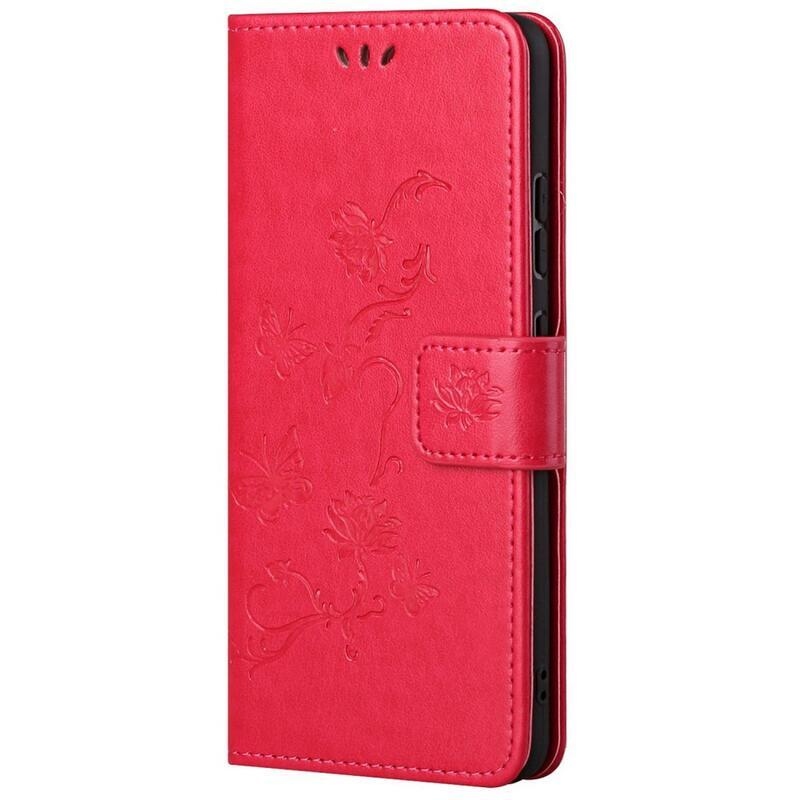 Flower PU kožené peněženkové pouzdro na mobil Samsung Galaxy M23 5G - červené