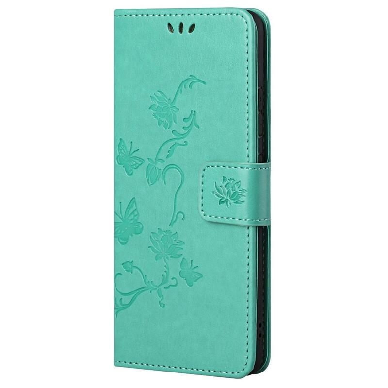 Flower PU kožené peněženkové pouzdro na mobil Samsung Galaxy M23 5G - zelené