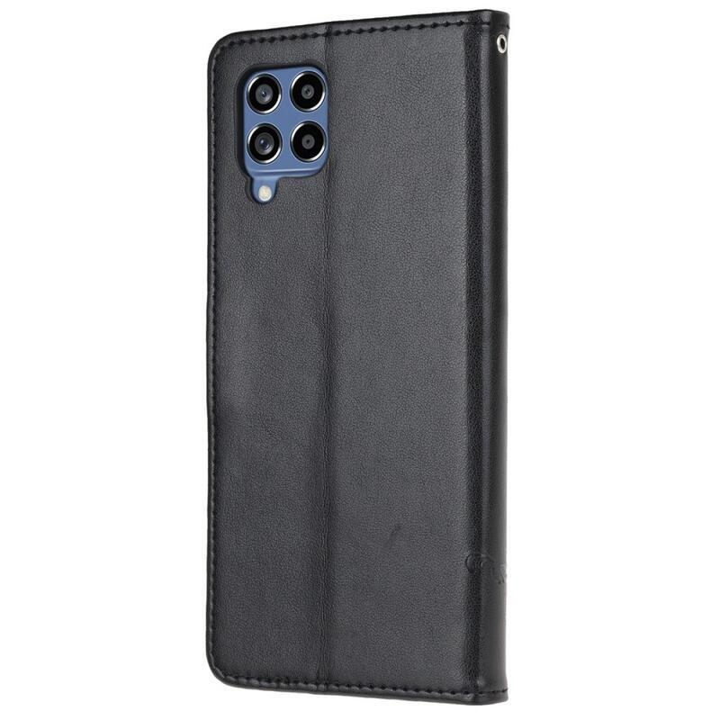 Flower PU kožené peněženkové pouzdro na mobil Samsung Galaxy M53 5G - černé