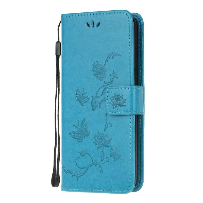 Flower PU kožené peněženkové pouzdro na mobil Samsung Galaxy Note 20 Ultra - modré