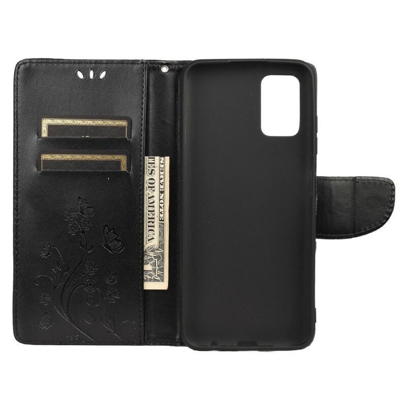 Flower PU kožené peněženkové pouzdro na mobil Xiaomi Redmi 10/Redmi 10 (2022) - černé
