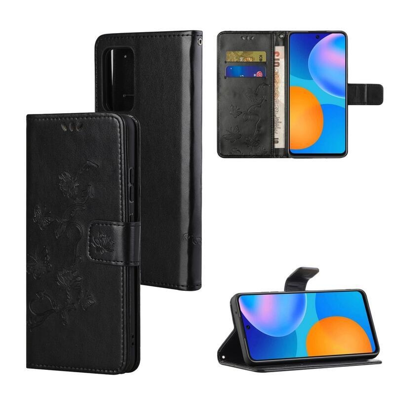 Flower PU kožené peněženkové pouzdro na mobil Xiaomi Redmi Note 11 4G/Note 11S 4G - černé