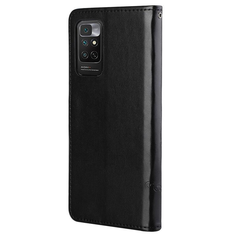 Flower PU kožené peněženkové pouzdro na mobil Xiaomi Redmi Note 11 4G/Note 11S 4G - černé