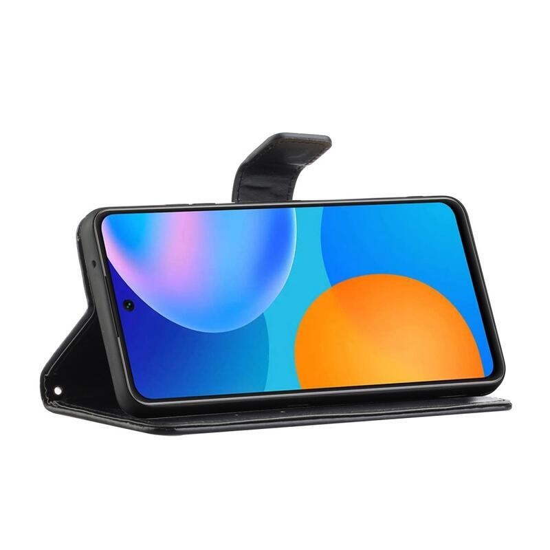 Flower PU kožené peněženkové pouzdro na mobil Xiaomi Redmi Note 11 4G/Note 11S 4G - černé