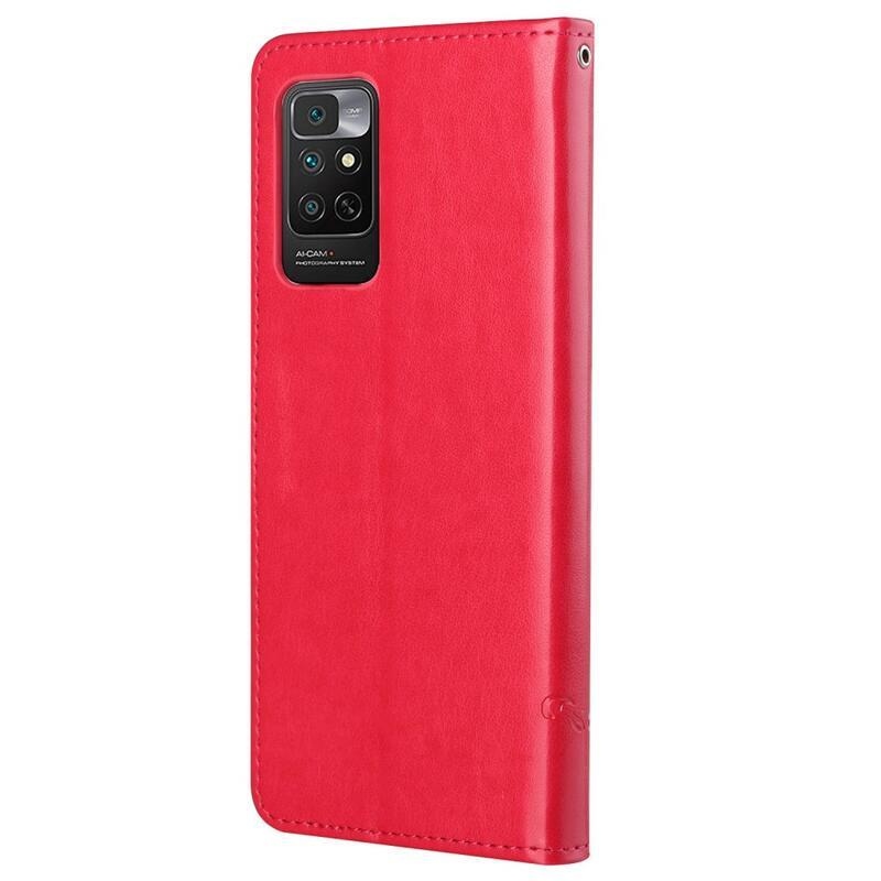 Flower PU kožené peněženkové pouzdro na mobil Xiaomi Redmi Note 11 4G/Note 11S 4G - červené