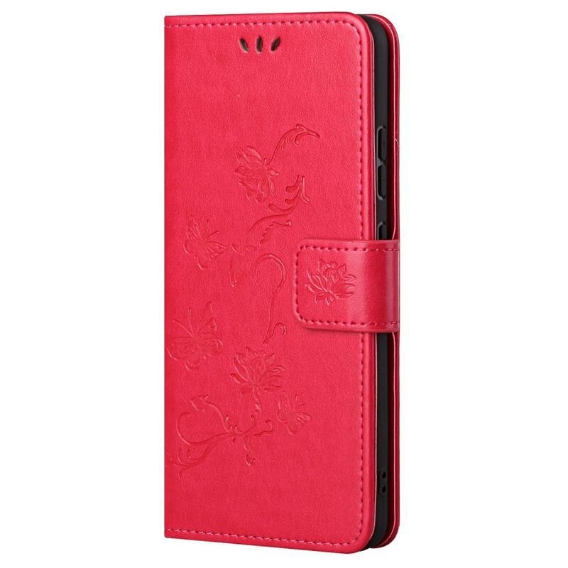 Flower PU kožené peněženkové pouzdro na mobil Xiaomi Redmi Note 11 4G/Note 11S 4G - červené