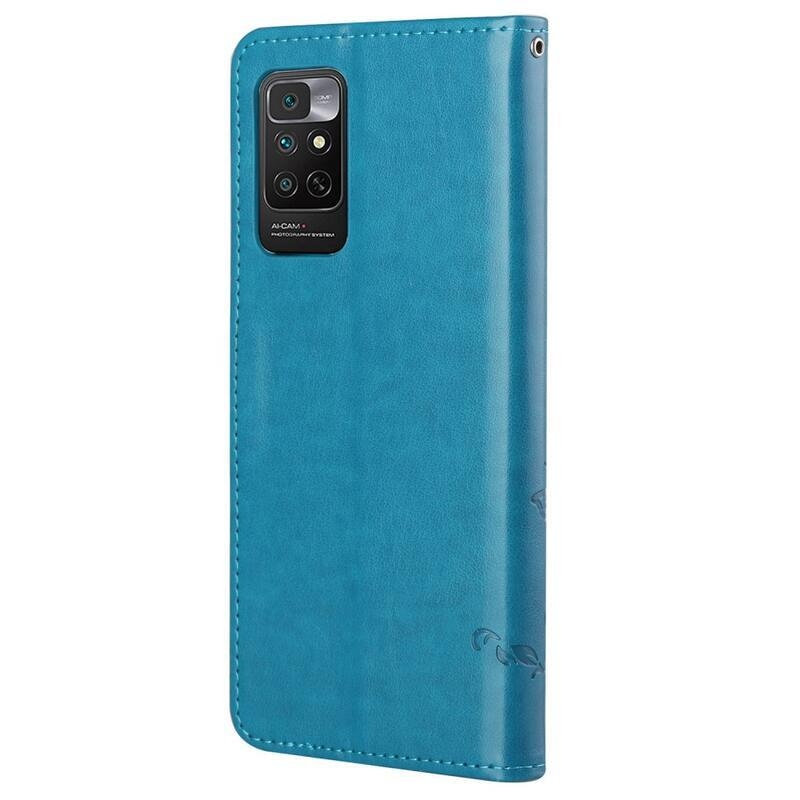 Flower PU kožené peněženkové pouzdro na mobil Xiaomi Redmi Note 11 4G/Note 11S 4G - modré