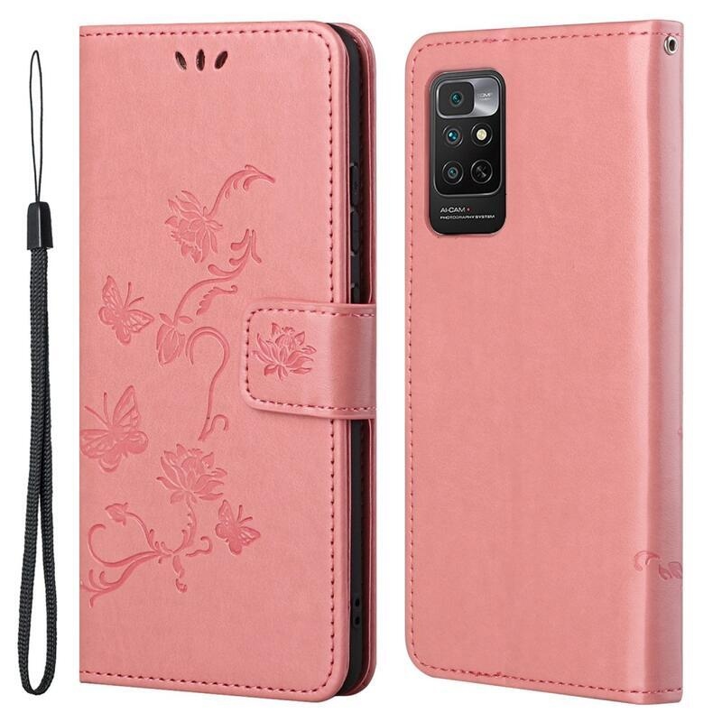 Flower PU kožené peněženkové pouzdro na mobil Xiaomi Redmi Note 11 4G/Note 11S 4G - růžové