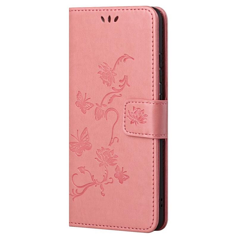 Flower PU kožené peněženkové pouzdro na mobil Xiaomi Redmi Note 11 4G/Note 11S 4G - růžové