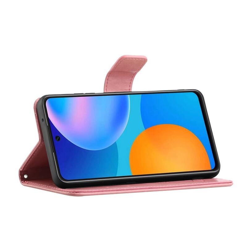 Flower PU kožené peněženkové pouzdro na mobil Xiaomi Redmi Note 11 4G/Note 11S 4G - růžové