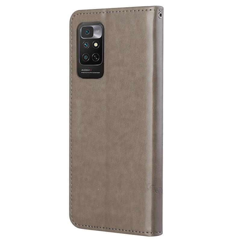 Flower PU kožené peněženkové pouzdro na mobil Xiaomi Redmi Note 11 4G/Note 11S 4G - šedé