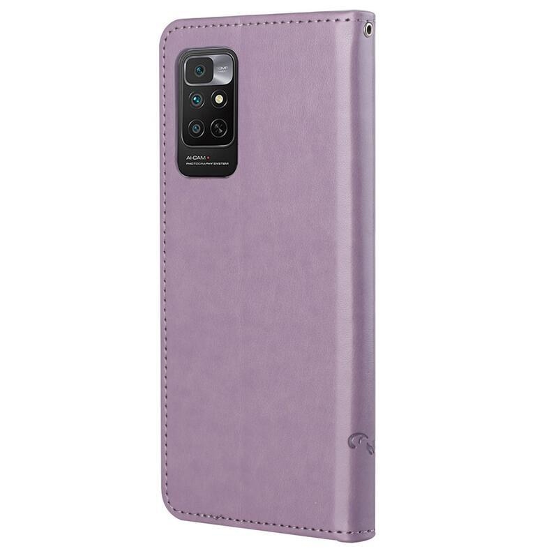 Flower PU kožené peněženkové pouzdro na mobil Xiaomi Redmi Note 11 4G/Note 11S 4G - světlefialové